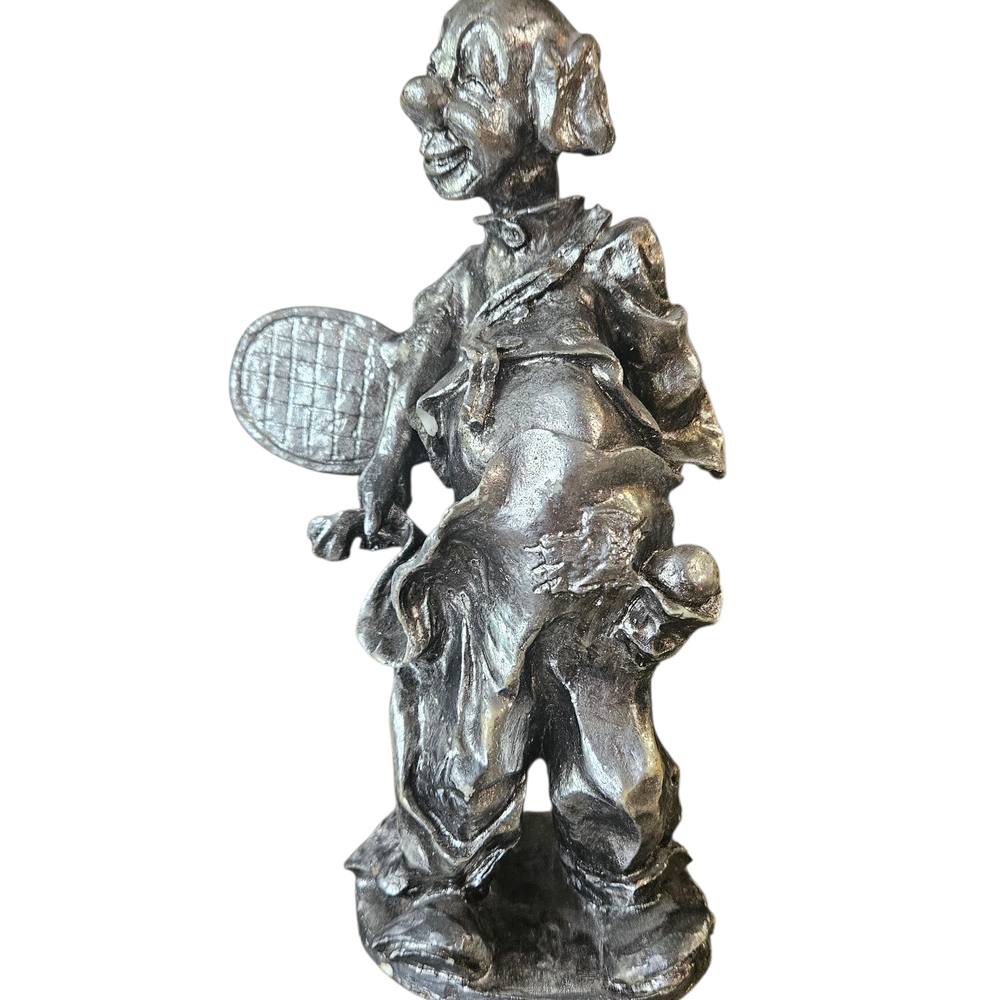 Whimsical Silver Clown Figurine